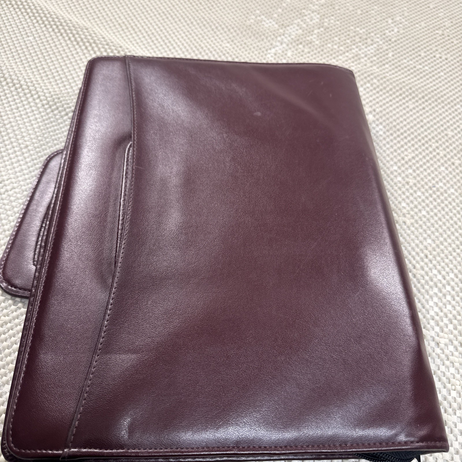 Day Runner Classic Edition Burgundy Brown Leather & Inserts Full Zip Vtg 136-88