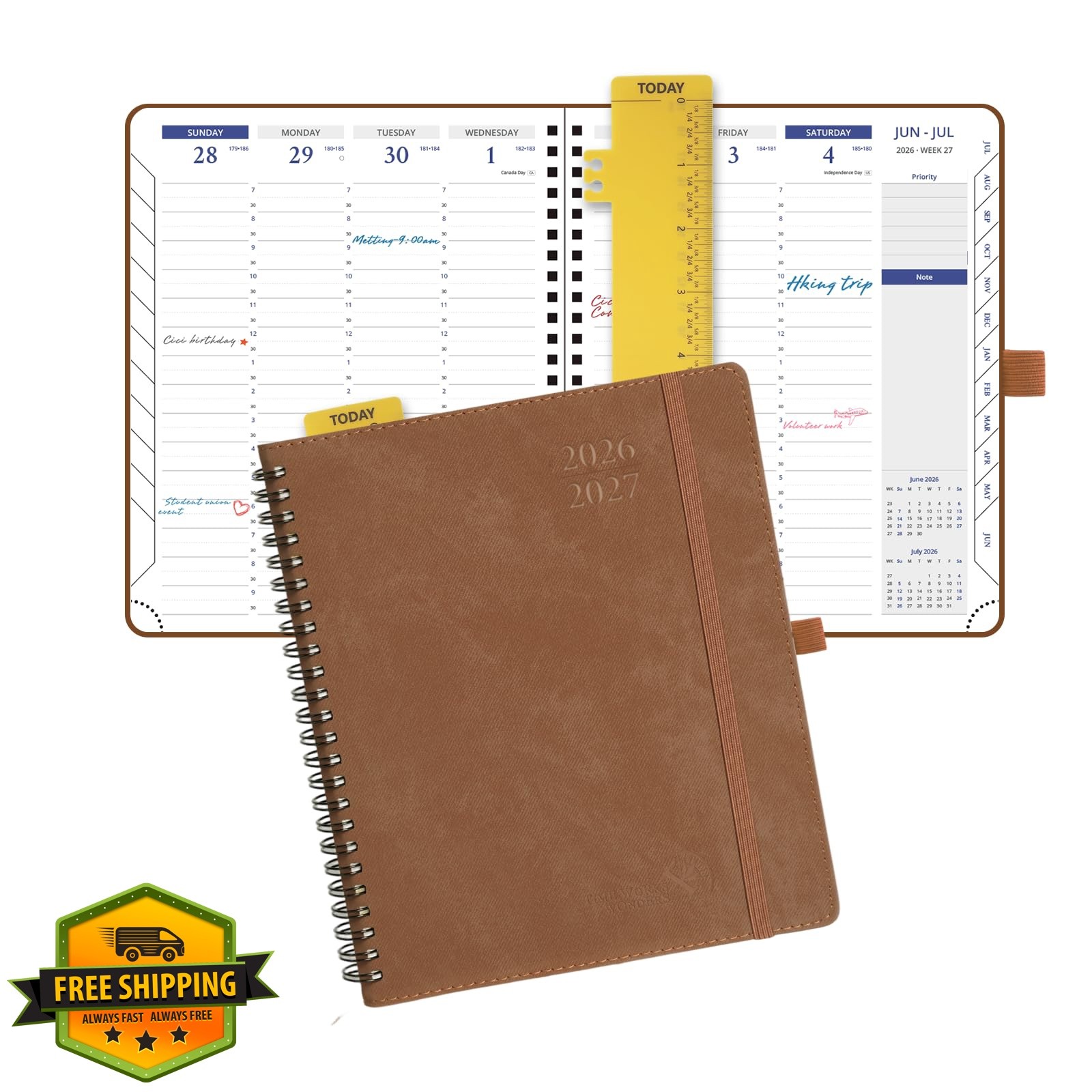 POPRUN Brown Weekly Planner Jul26-Jun27