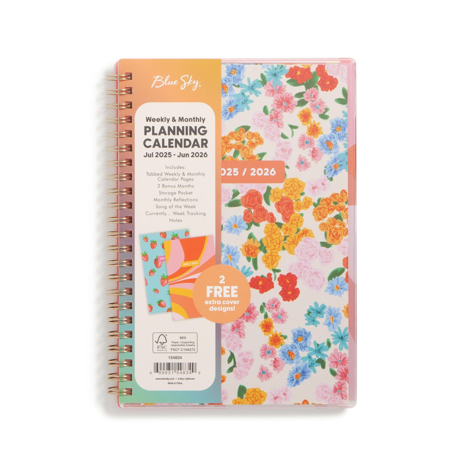 Blue Sky 2025-2026 Weekly and Monthly Academic Year Planner Calendar, July 20…