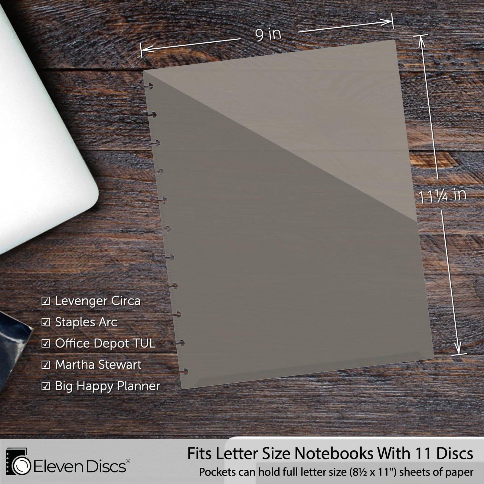 Letter Pocket Dividers for Discbound Notebooks fits Circa, Arc, TUL (Black Se…