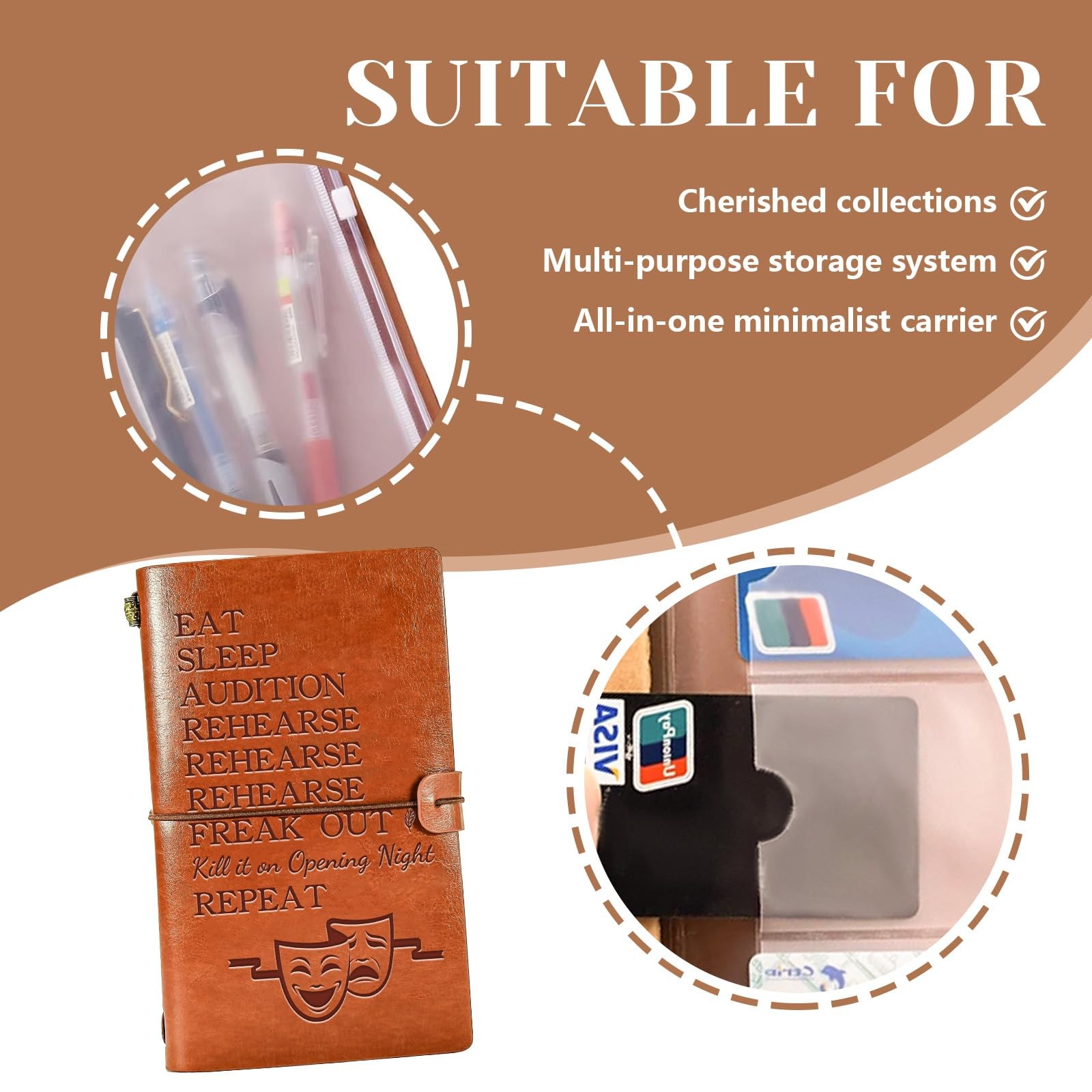 Theater Gifts for Christmas, 136 Page Refillable Writing Theater Leather Jour…