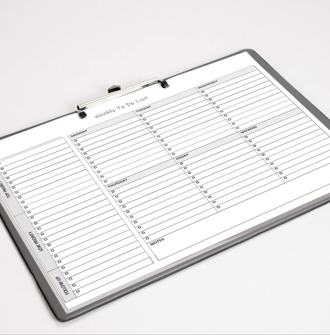 Weekly To-Do List Notepad 60 Pages 11×8.5in with Checklist Priority Notes