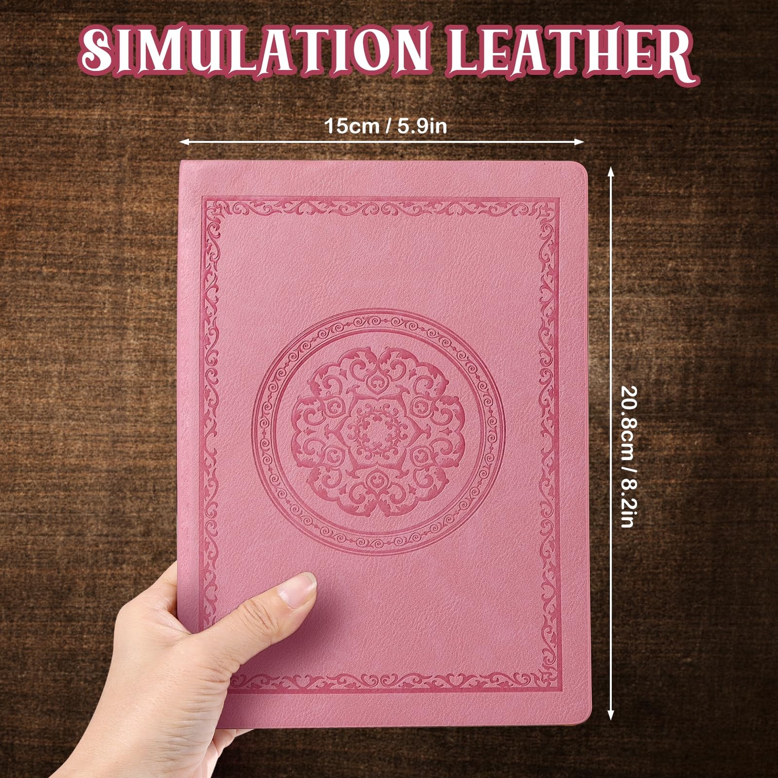 Fetinar 2026 Leather Vintage Journal Notebook,300 Pages,Leather Pink