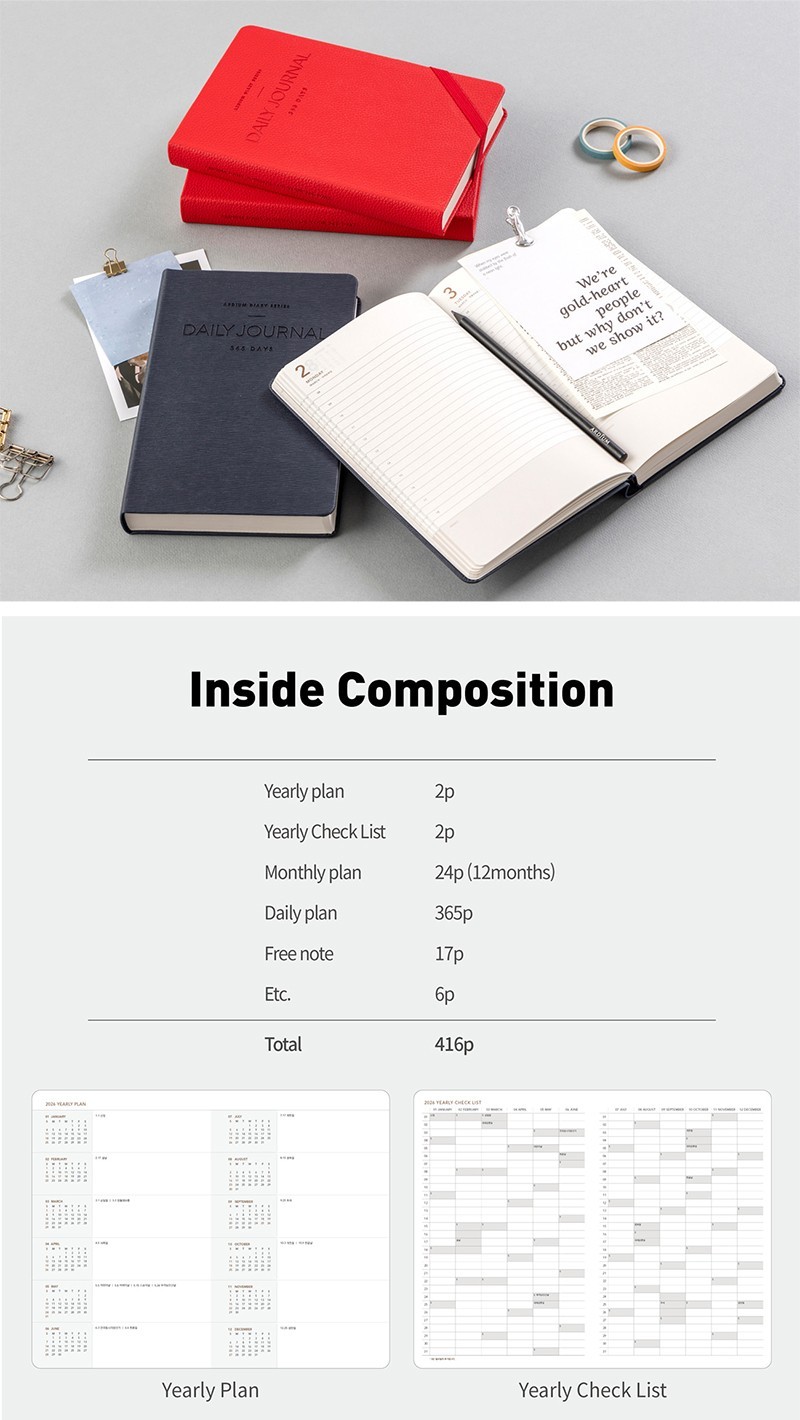 ARDIUM 2026 PLANNER DAILY JOURNAL M /Yearly Monthly Weekly Daily Diary Scheduler