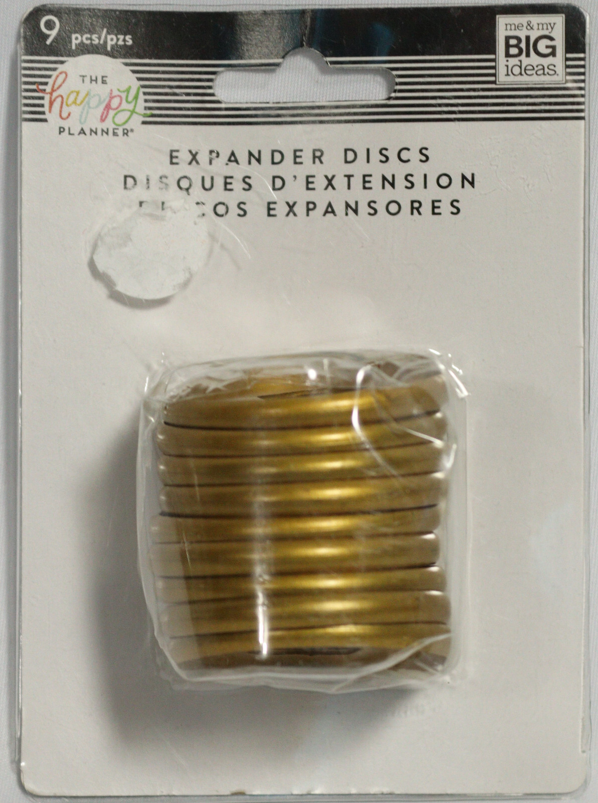 Happy Planner 9 Pcs Gold Classic Expander Plastic Discs Heart Center