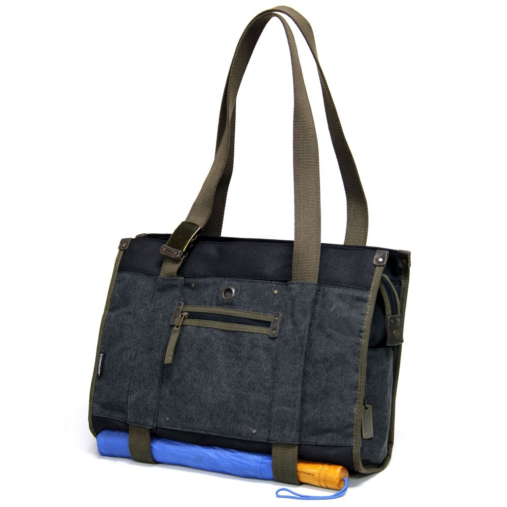 Dark Grey Business Trip Work School Canvas Cotton Vintage Computer Laptop Bag
