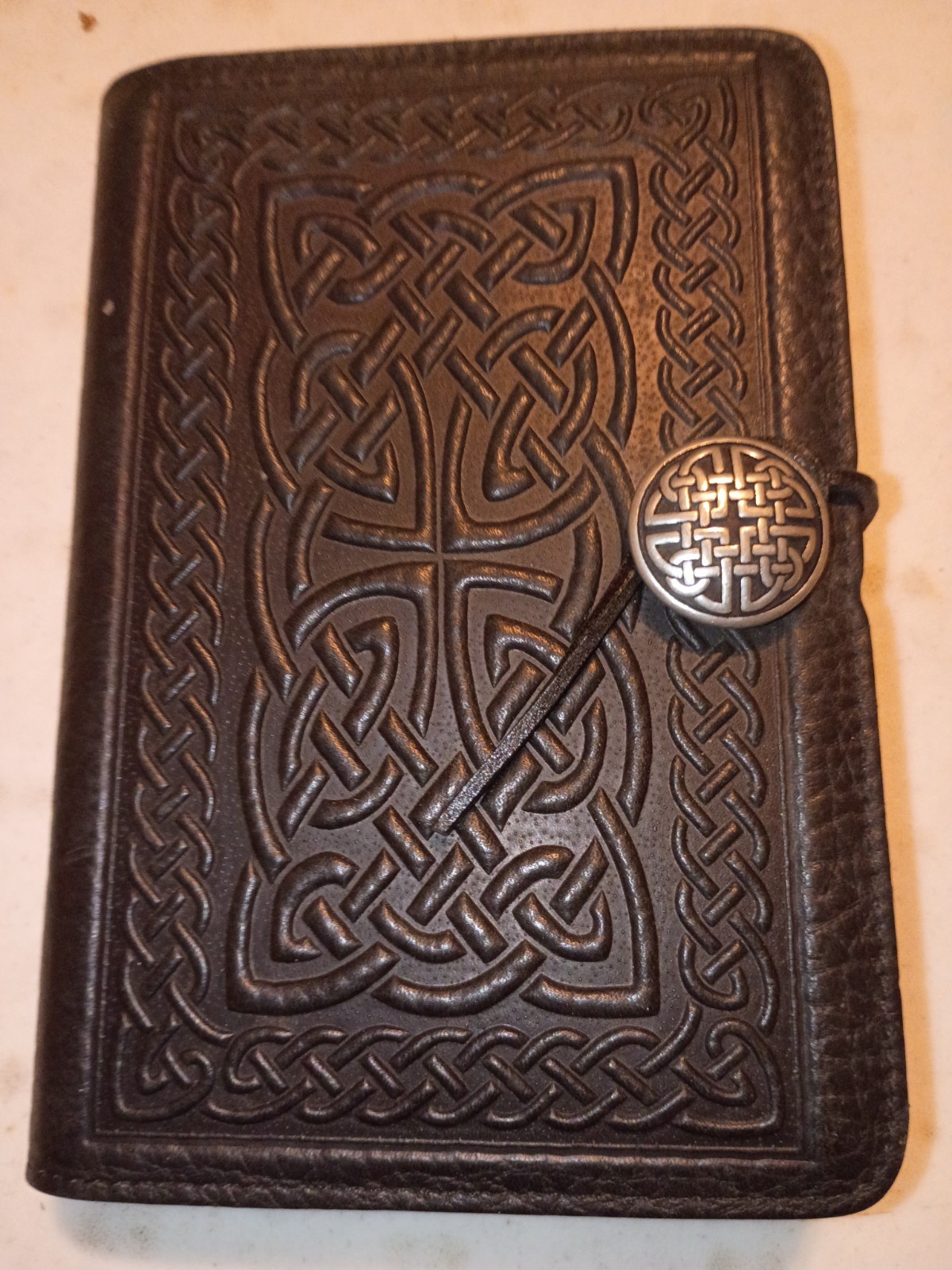 Oberon Celtic Design Tooled Black Leather Notebook Journal Cover Handmade NEW