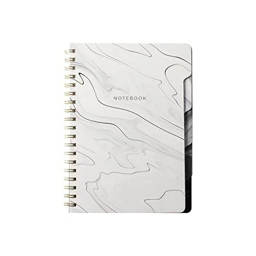 Studio Large Tab Notebook,Flexible Paperback Cover, College Ruled, Marble Gray