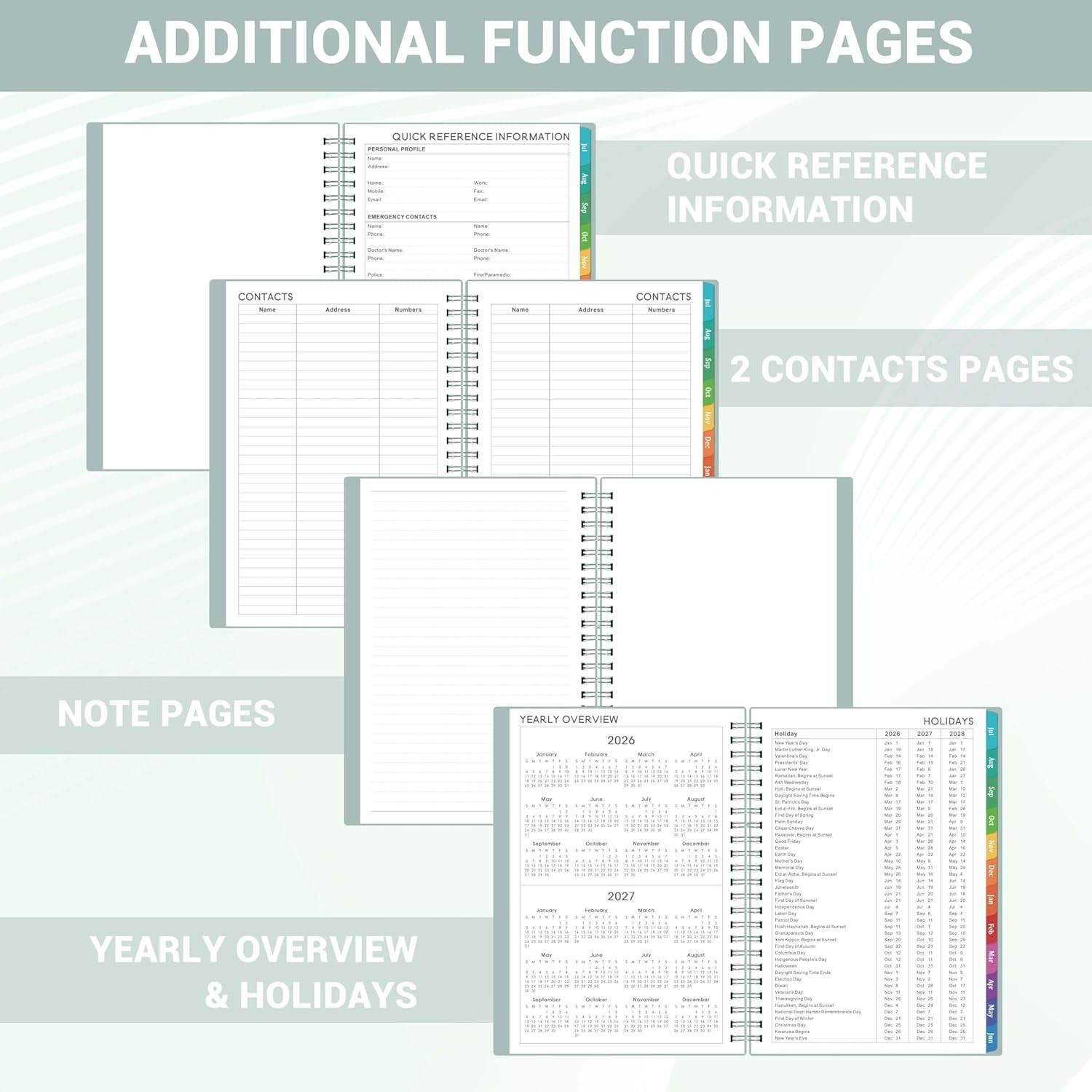 2026-2027 Academic Planner Weekly Monthly 6.4×8.5 Jul-Jun Tabbed Pocket Organize