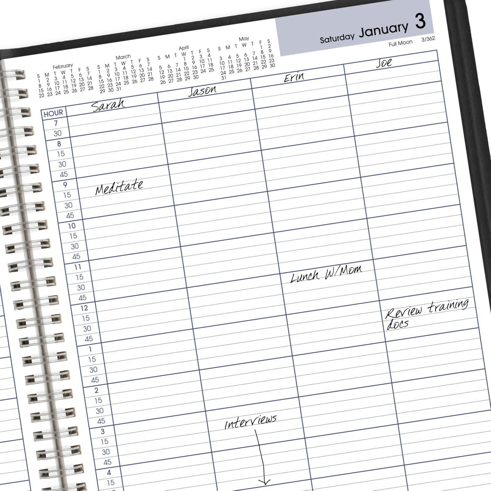 2026 Daily Appointment Book Planner 8×11 Quarter Hour Schedule