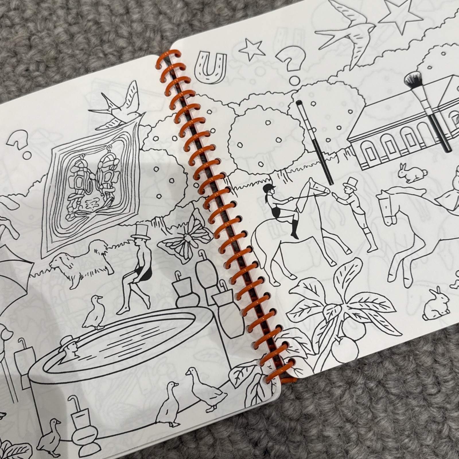 Genuine Hermes Mystery At The Grooms Notebook / Coloring Book – New (Orange)