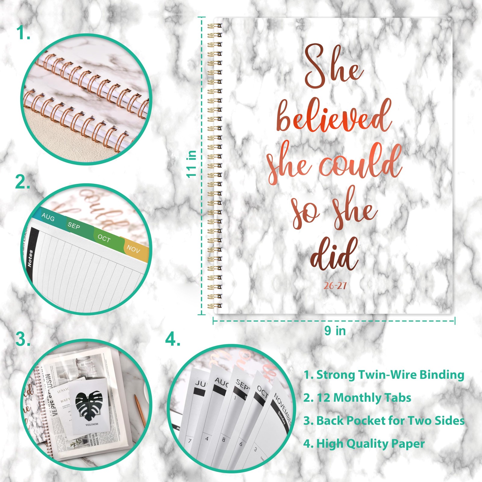 Appointment Book – 2026-2027 Daily 8 inches X 10 inches, Off-white-8*10