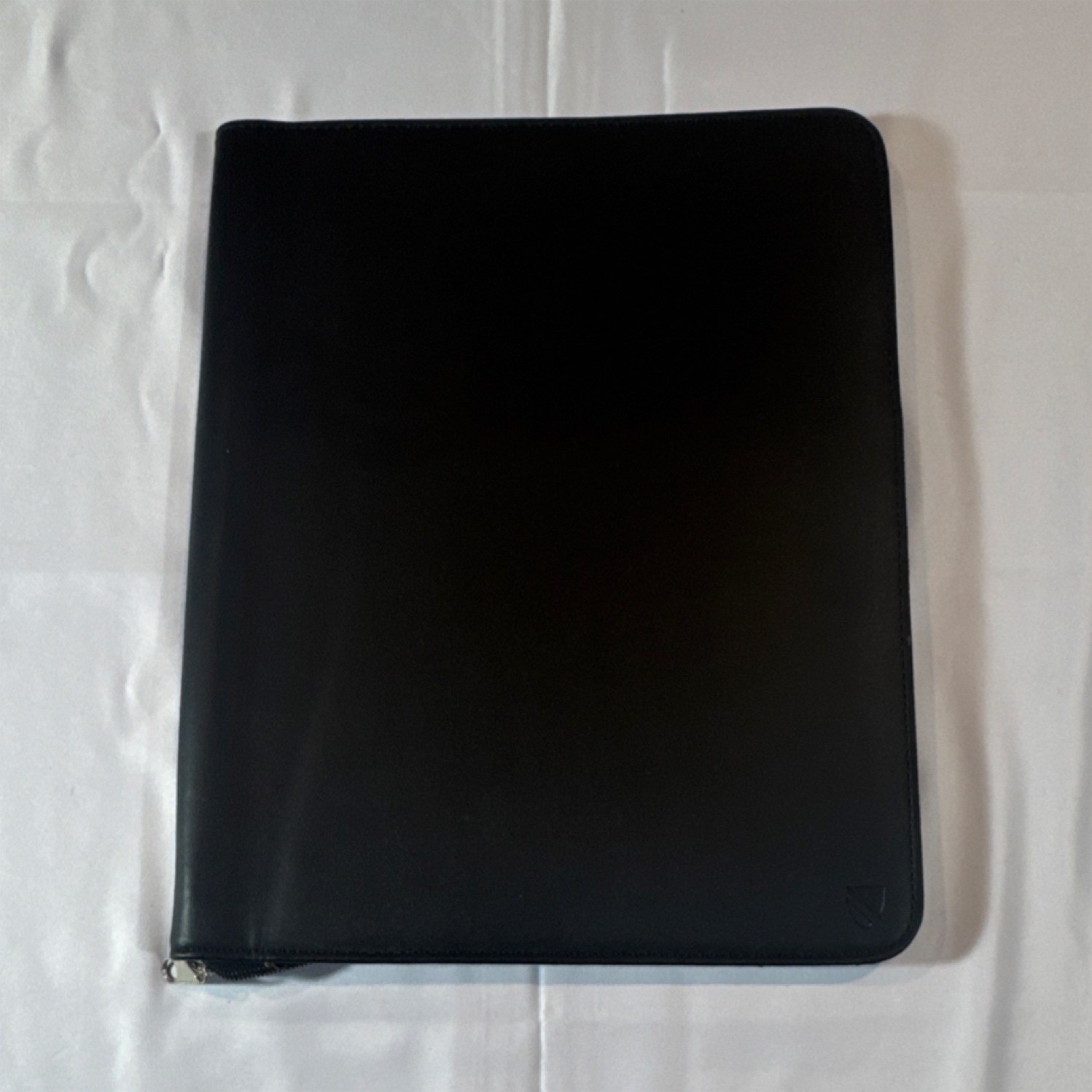 Day-Timer Black Leather Large Organizer Zippered Folio Notepad Pencil Holder