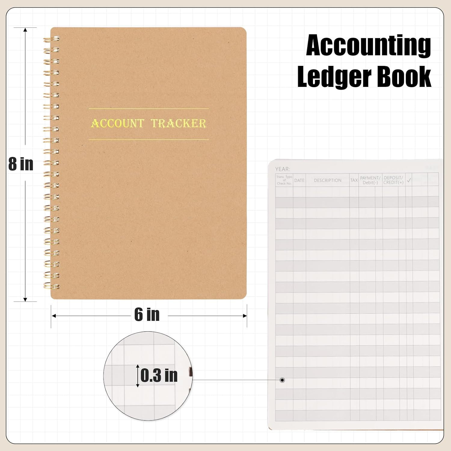 Accounting Ledger Book, Expense Tracker Notebook A5 Budget Bill Tracker Notebook