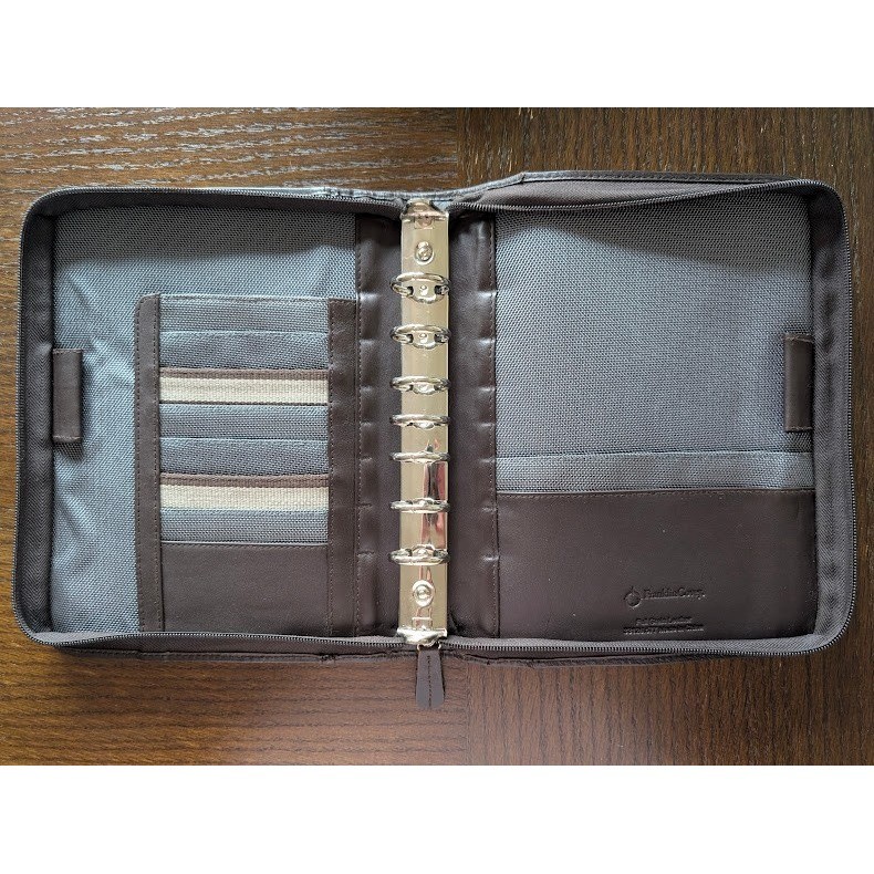Franklin Covey Zip Planner 7 Ring – Full Grain Leather Dark Brown 8×10 Binder