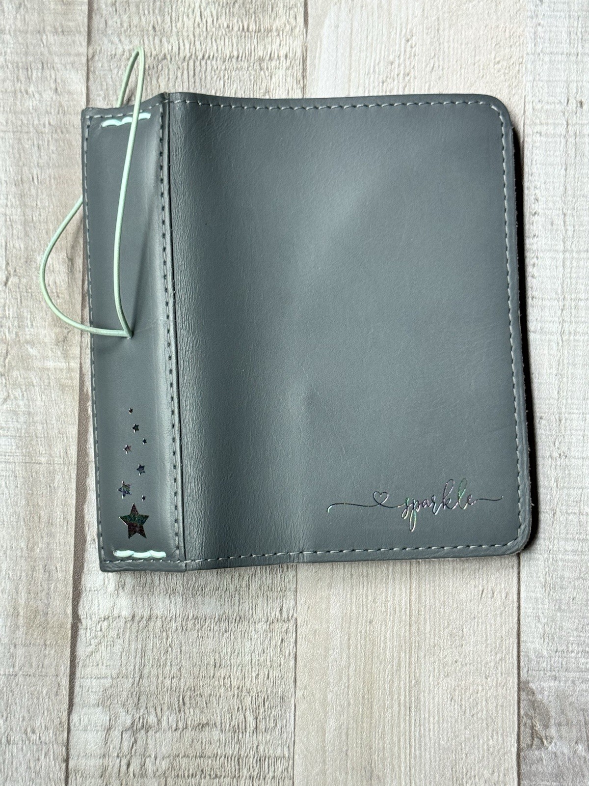 Foxy Fix Passport TN Grey Leather Traveler’s Notebook Holographic Accents