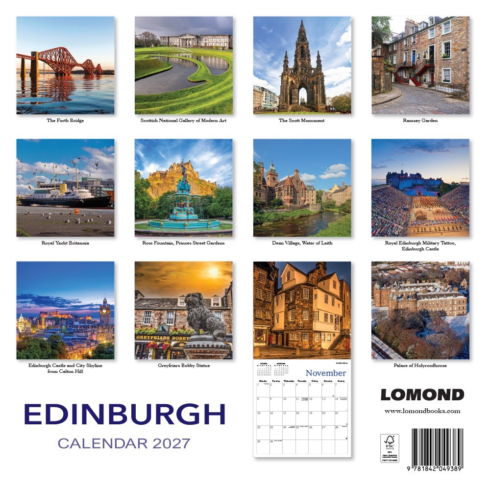 Calendar 2027 Edinburgh Wall Planner Organiser Holyrood House Military Tattoo
