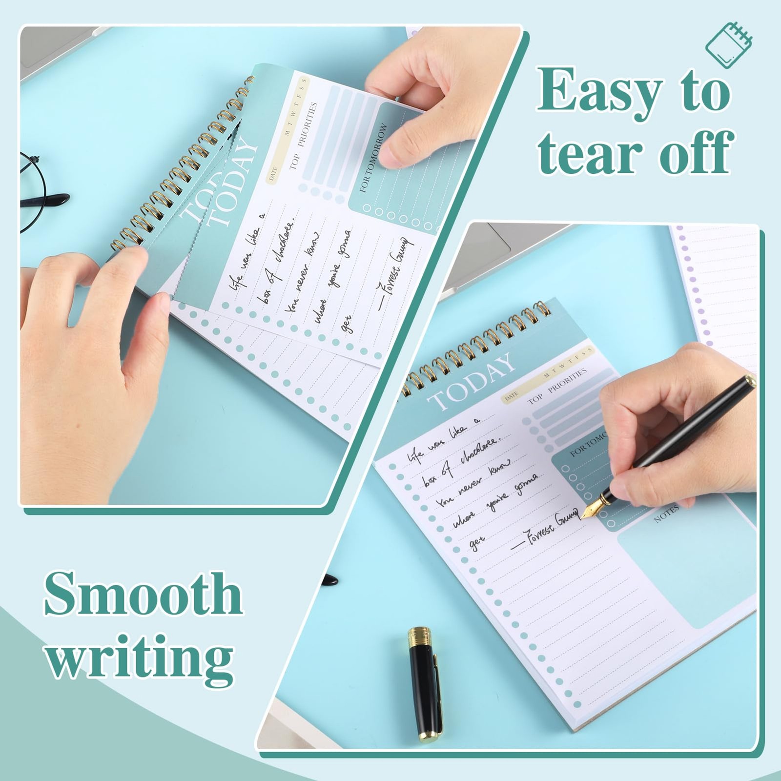 2 Packs To Do List Notepad, 104 Pages To Do List Notebook A5 Undated Daily Plann