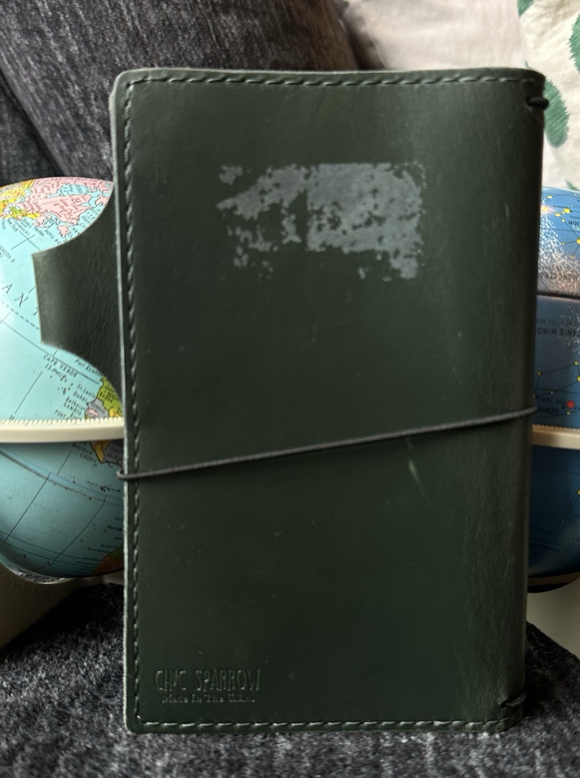 CHIC SPARROW B6 Slim Green Leather Travelers Notebook *READ*