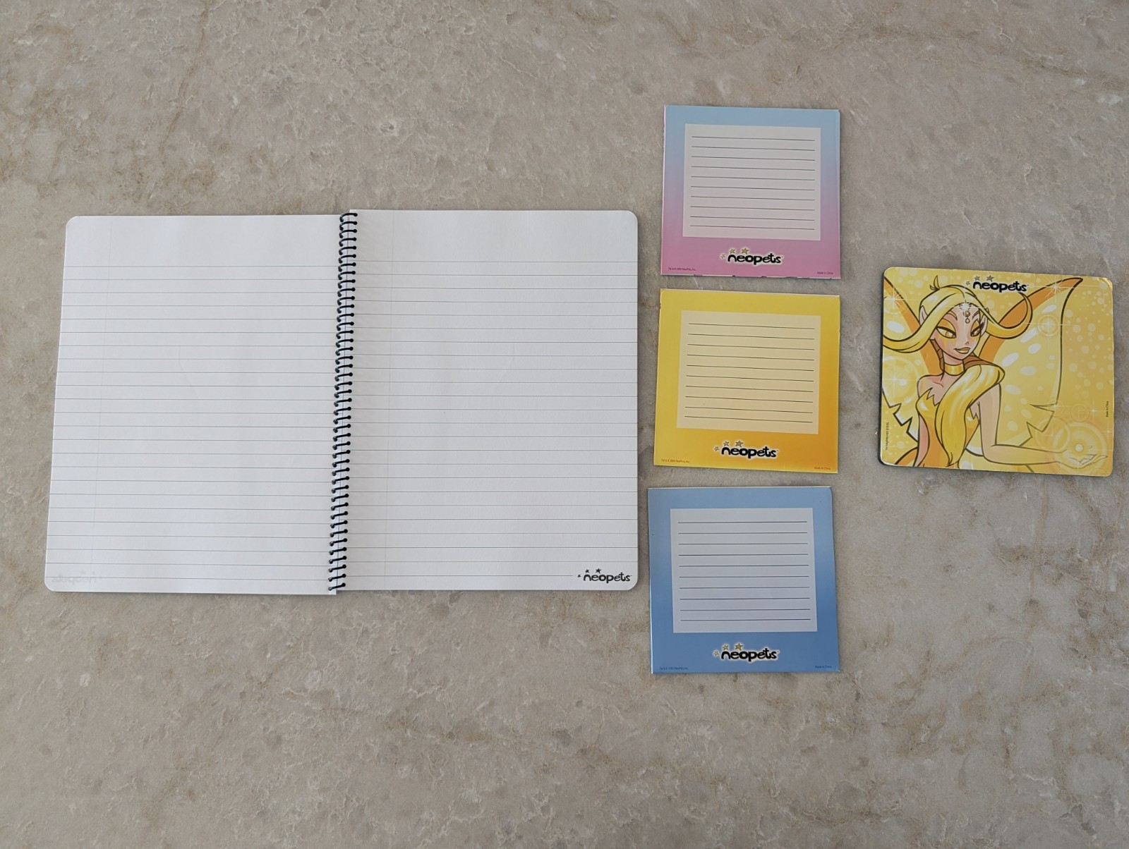 RARE 2003 Neopets-Queen Fyora-Ruled Paper Spiralbound, CD Sleeves, Mousepad