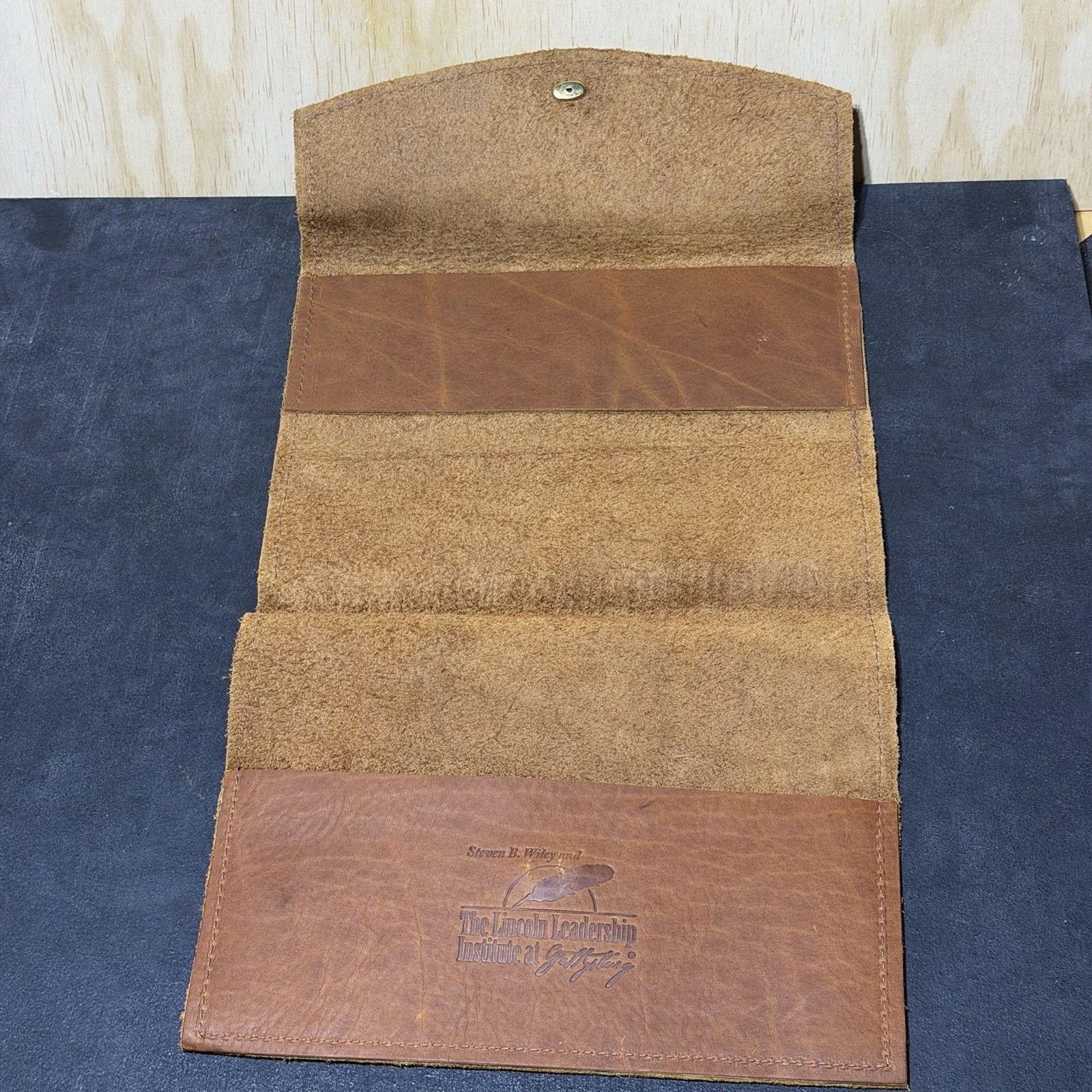 Leather Portfolio Padfolio Document Folder Brown Organizer Pad Holder Vintage