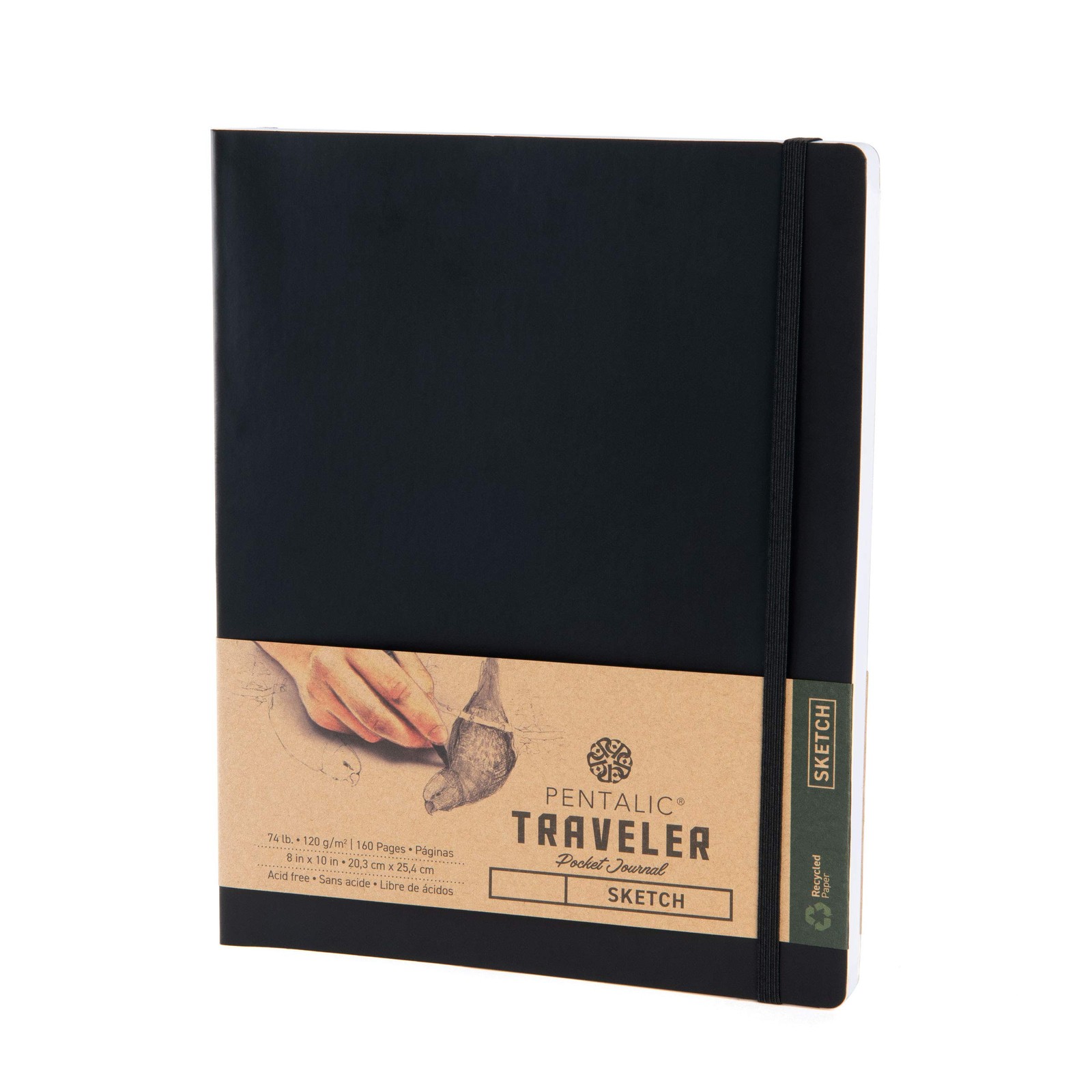 Pentalic 8″ x 10″ Pocket Sketchbook Traveler 8-inch x 10-inch, Black, Black