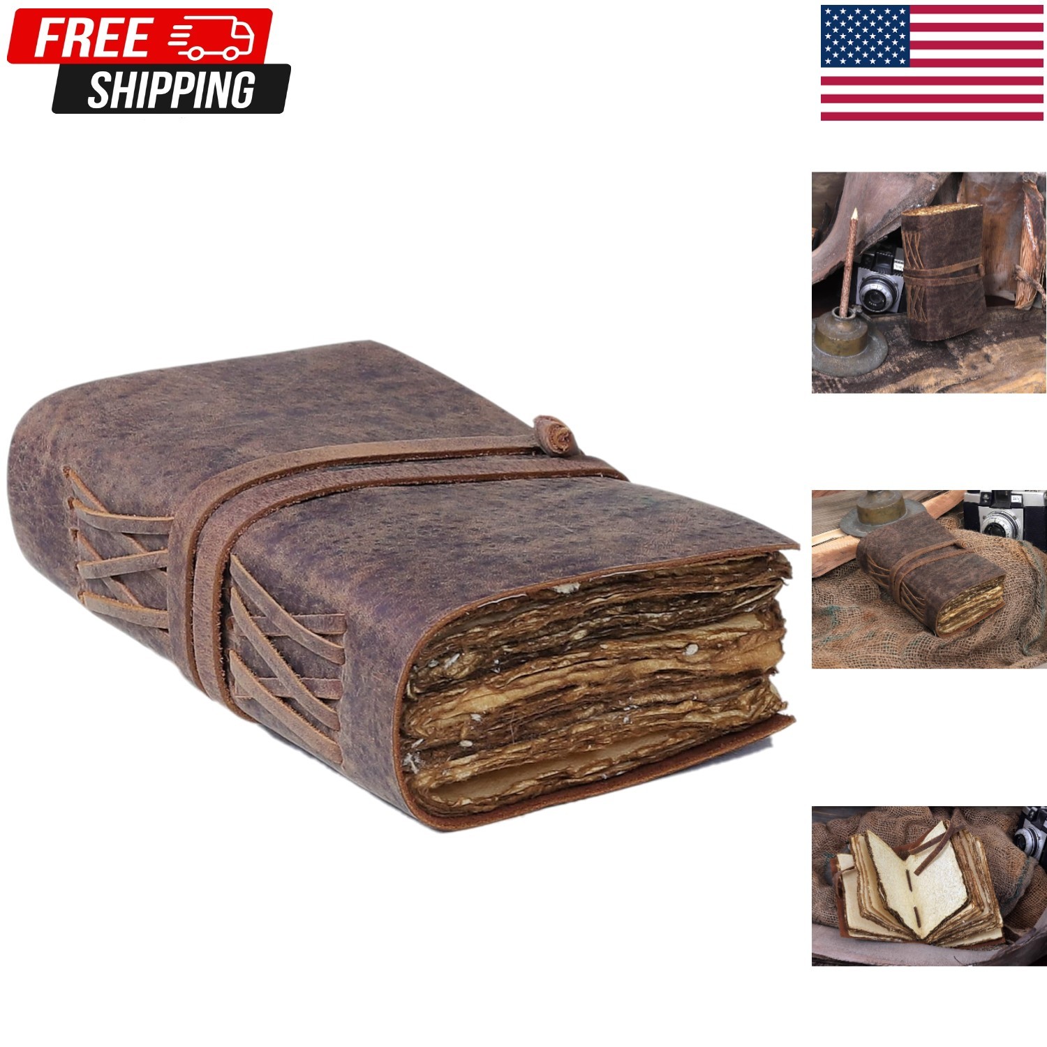 Cuero Vintage Leather Journal – Handmade Refillable Leather Bound Notebook with