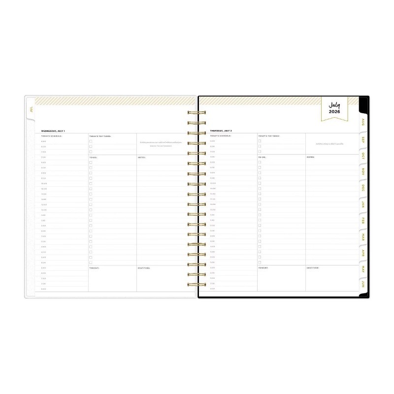 2026-2027 Planner Rugby Stripe Black Frosted 27 Daily/Monthly Safety Wirebound