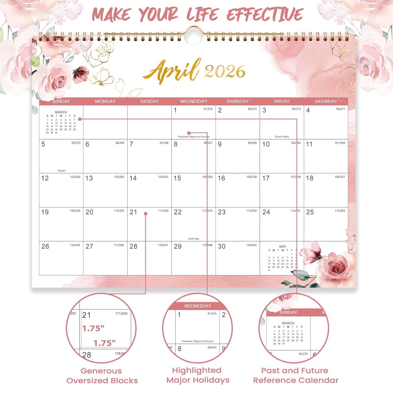 2026 Wall Calendar – 12 Months from Jan. 2026 – Dec. 14.8″ x 11.6″