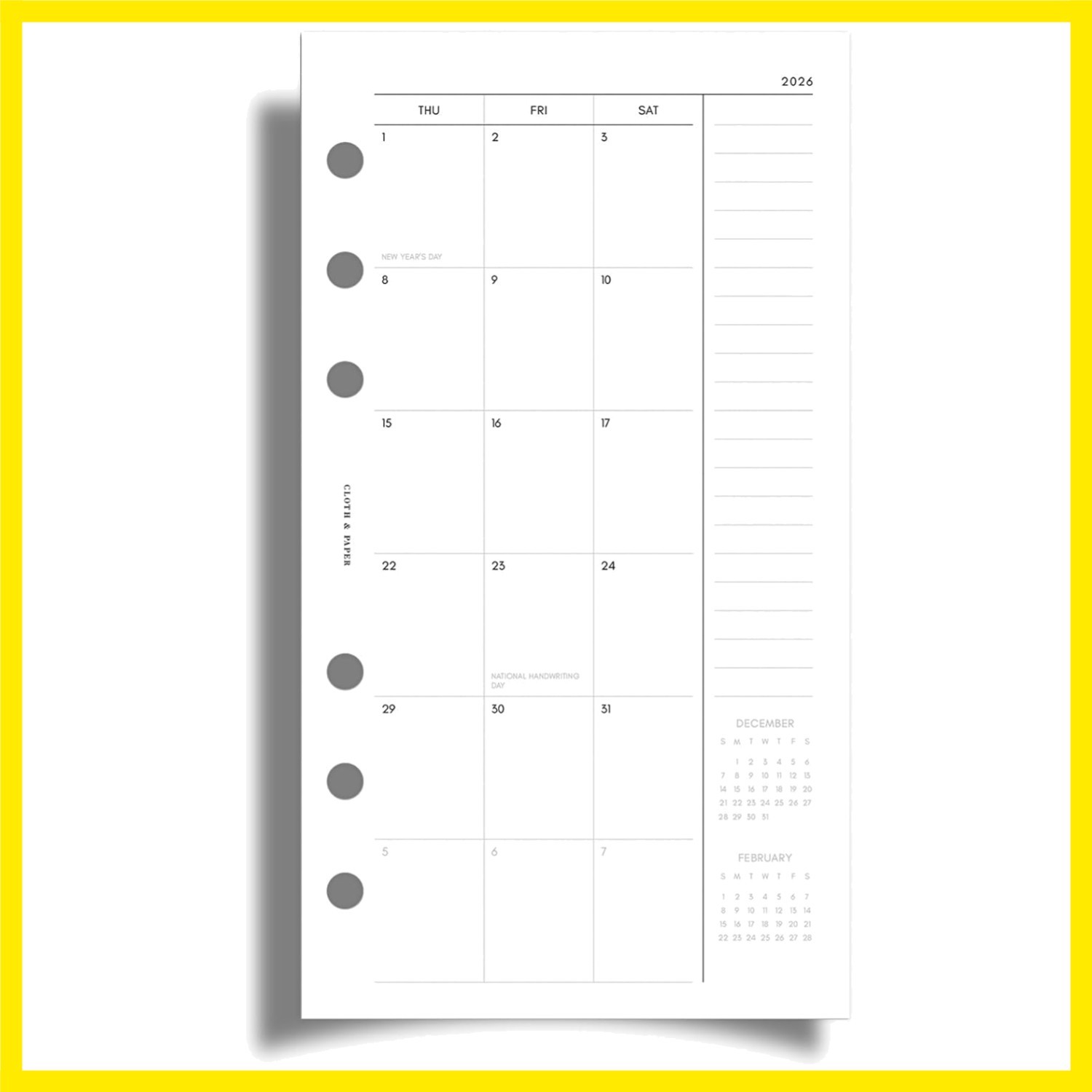 2026 Monthly Planner Inserts | Personal Size 3.75 x 6.75 Inches | Minimalist …