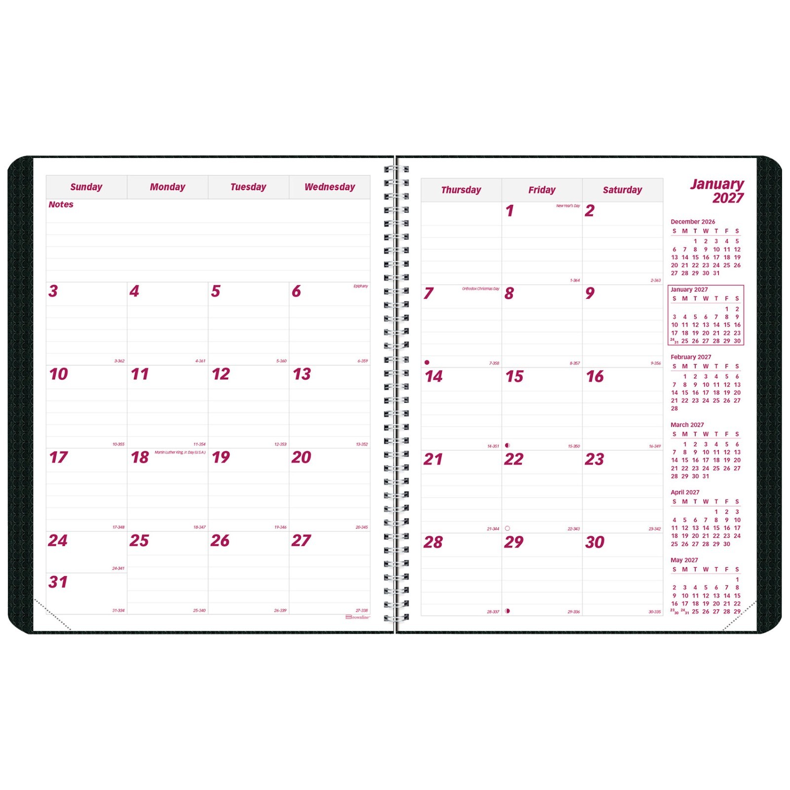2025 Brownline CB1262V.BLK Duraflex Monthly Planner, 8-1/2 x 11″