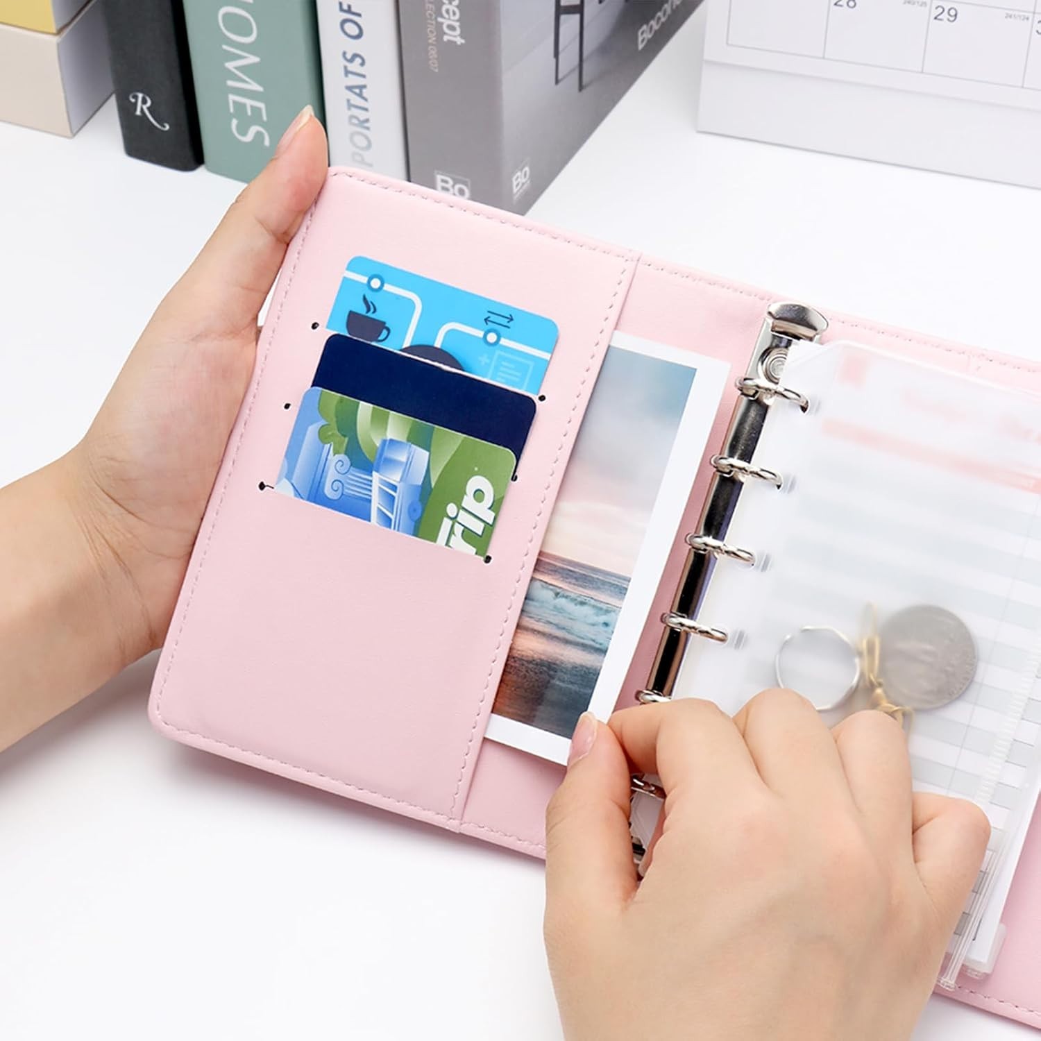 NatSumeBasics White A7 Binder Wallet Cash Envelopes Budget Binder Crocodile F