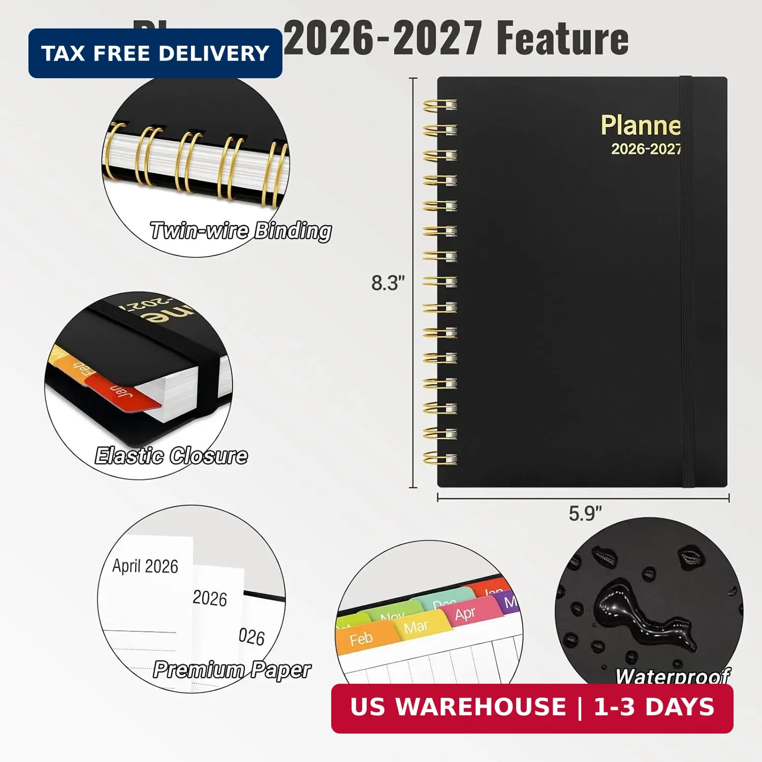 Daily Planner 2026-2027, 18 Month Planner with Tabs, January 2026 – June 2027 W