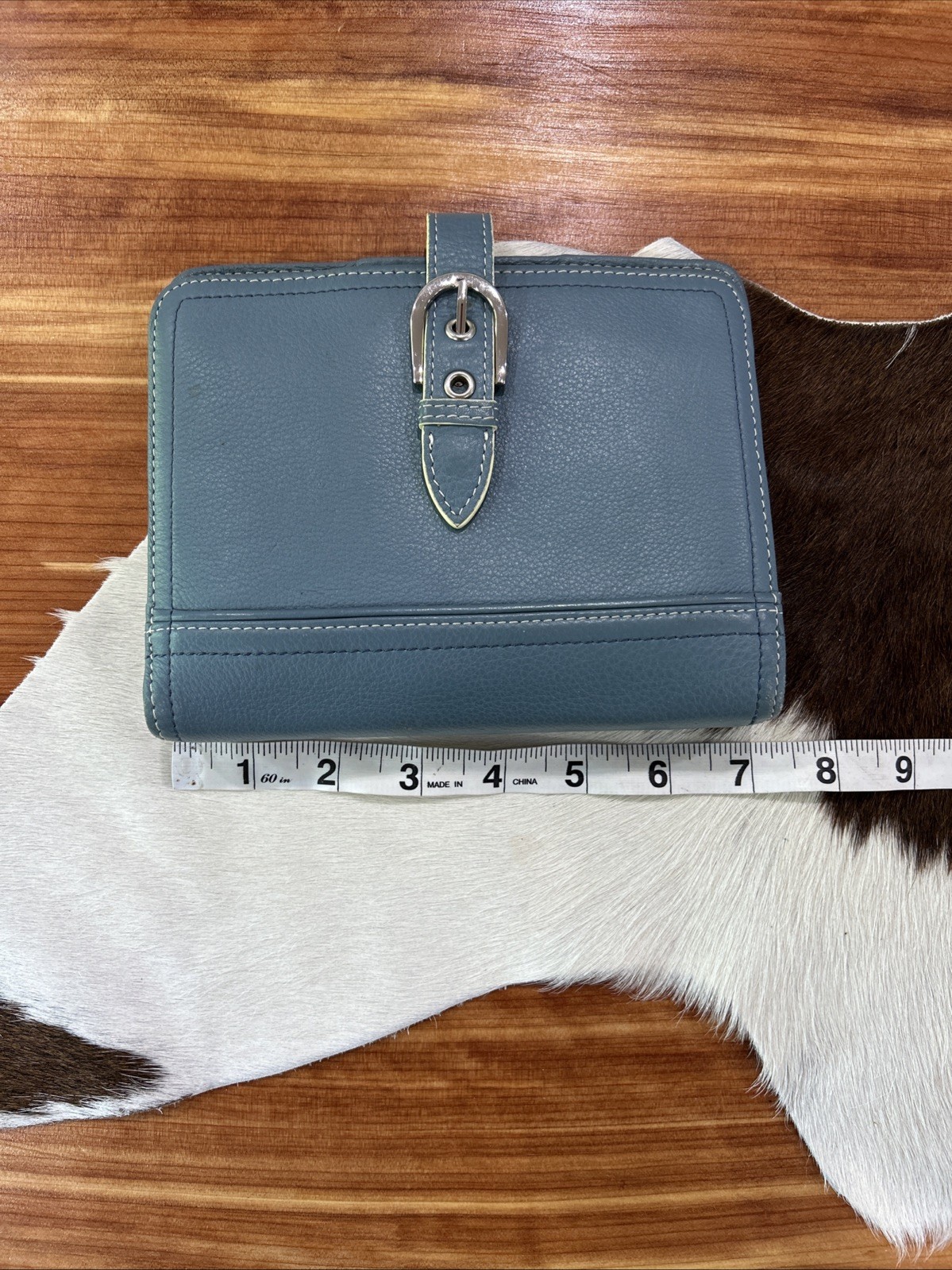 Franklin covey Vintage Full Grain Italian Leather Dusty Blue 6 Ring Planner