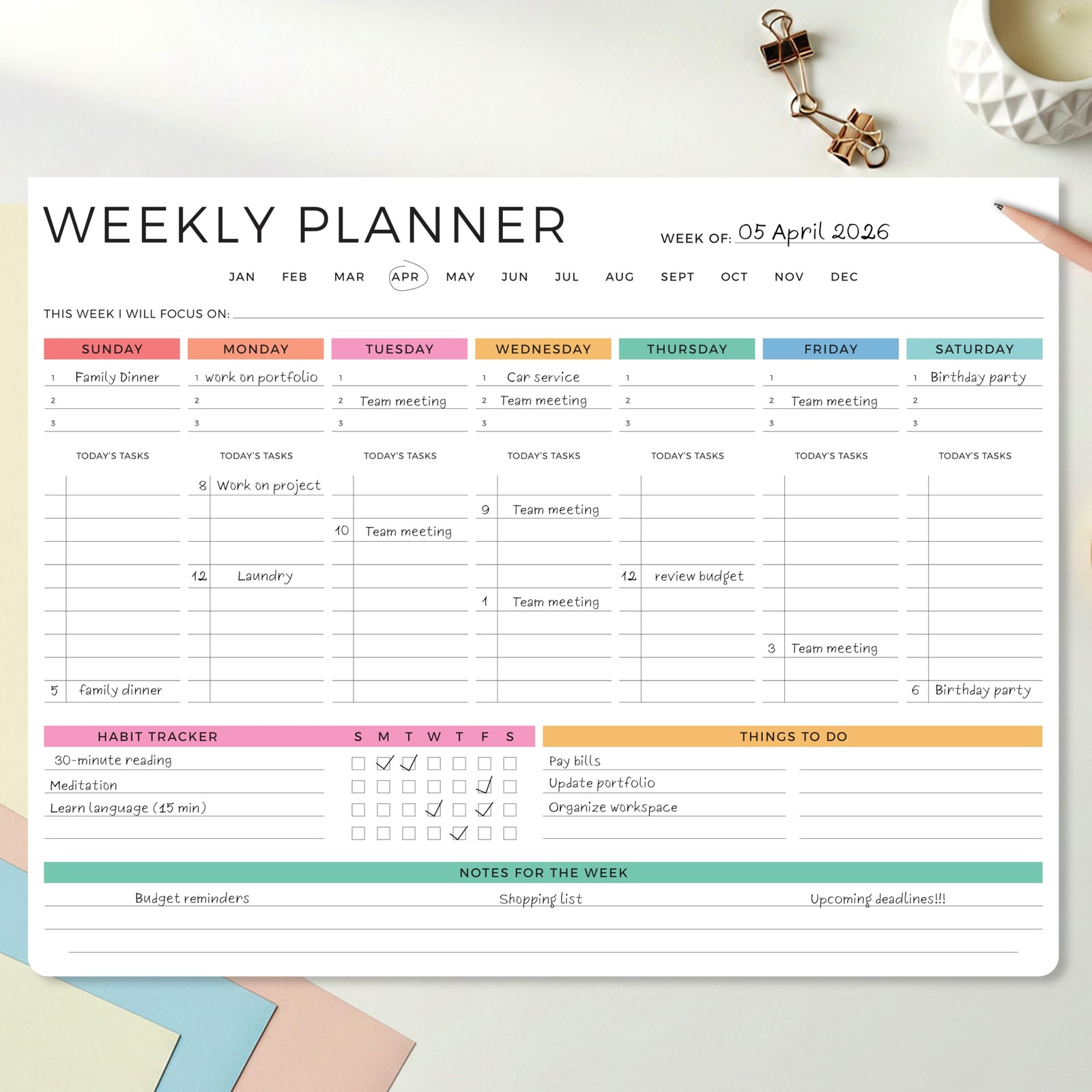 Beautiful Weekly Planner – The Perfect Undated To Do List Notepad with 52 She…