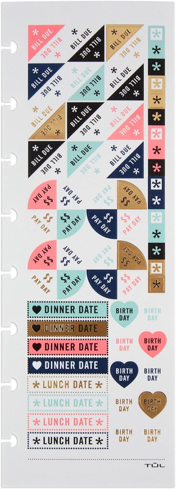 TUL® Discbound Notebook Sticker Sheets, 3″ x 8-1/2″, Assorted, 10 Sheets
