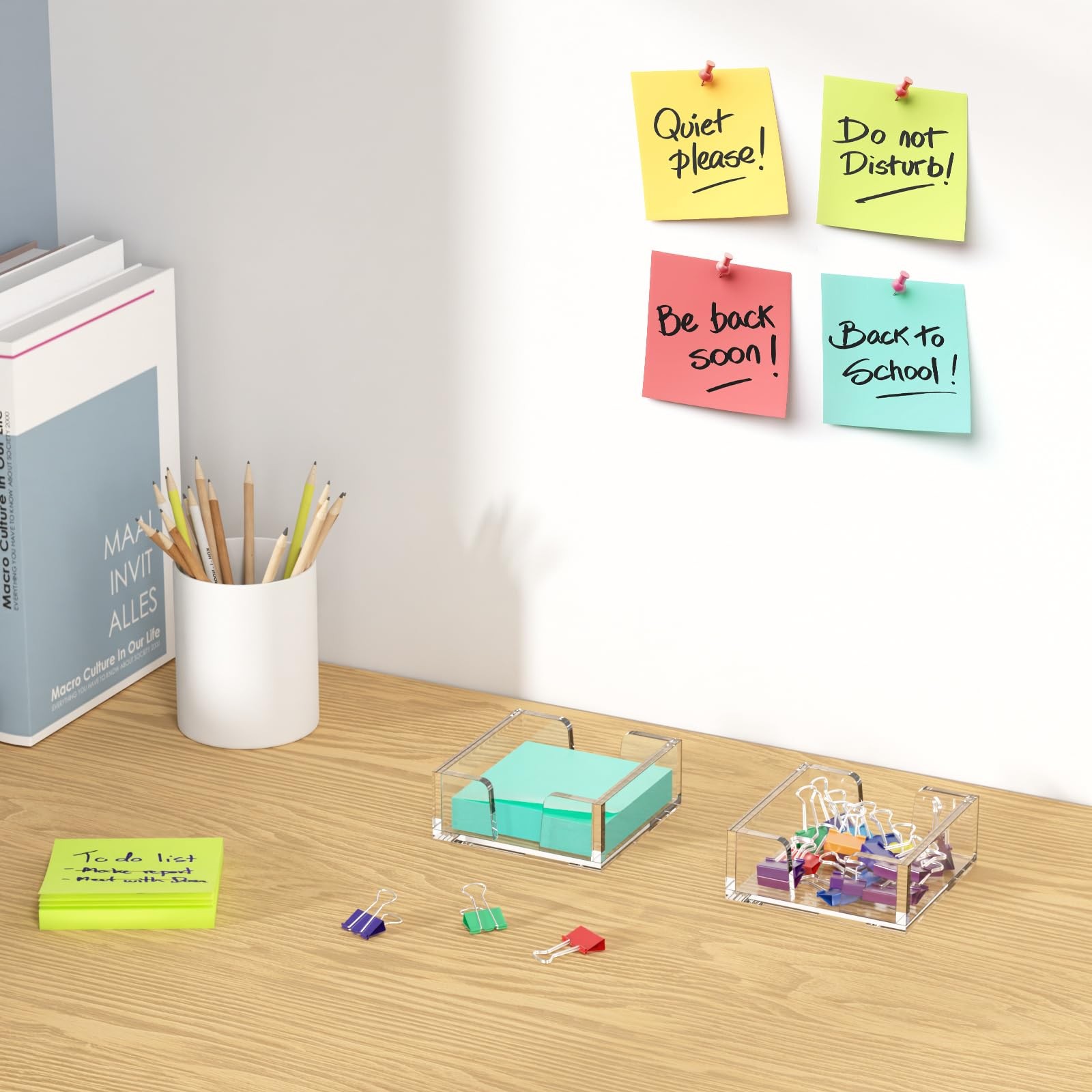 WINFFOR Acrylic Notepad Holder Dispenser – 3×3 in 1-in-1, Crystal Clear