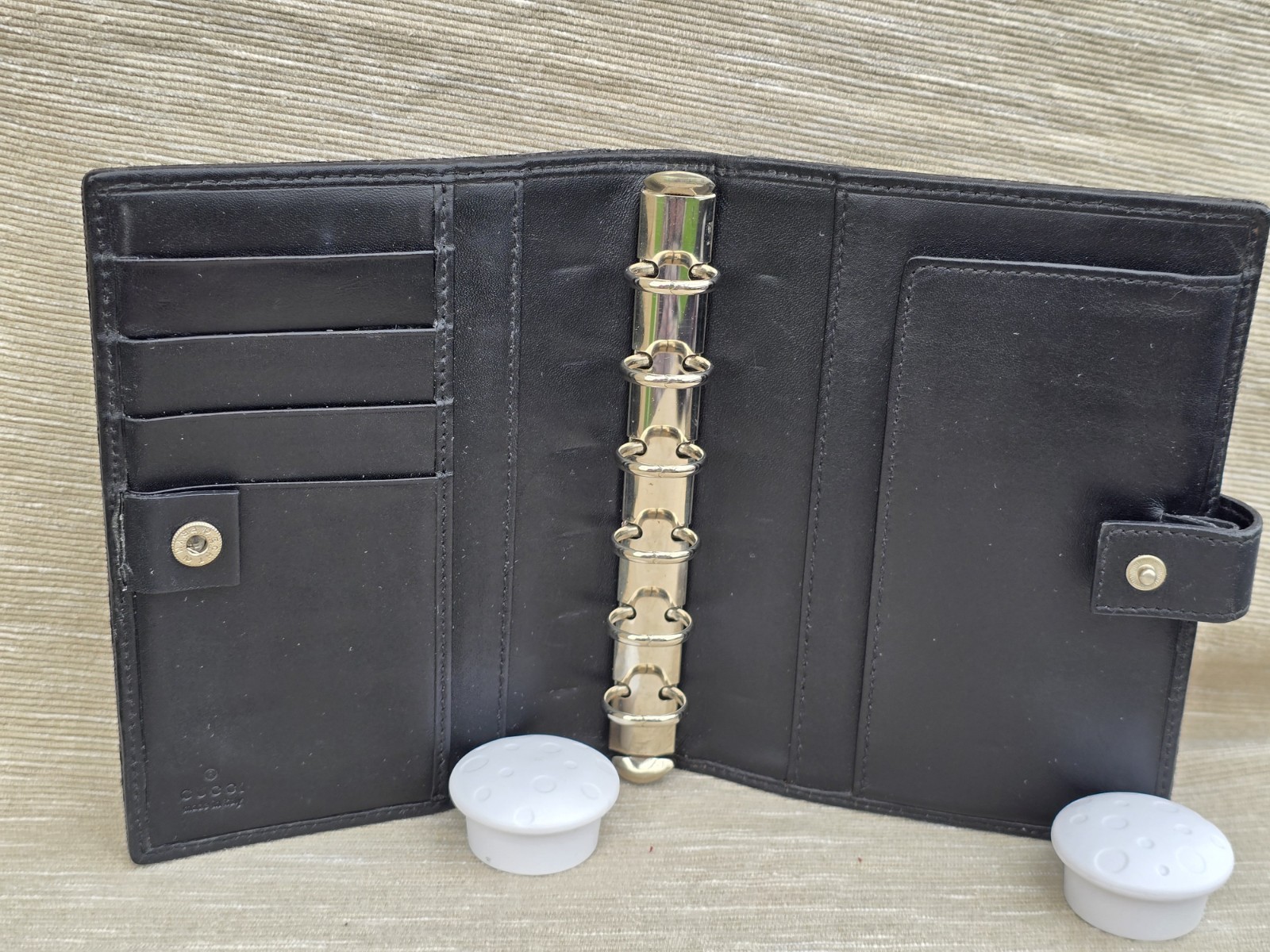 Gucci Agenda Cover Diary Sherry Line Navy GG Canvas Leather