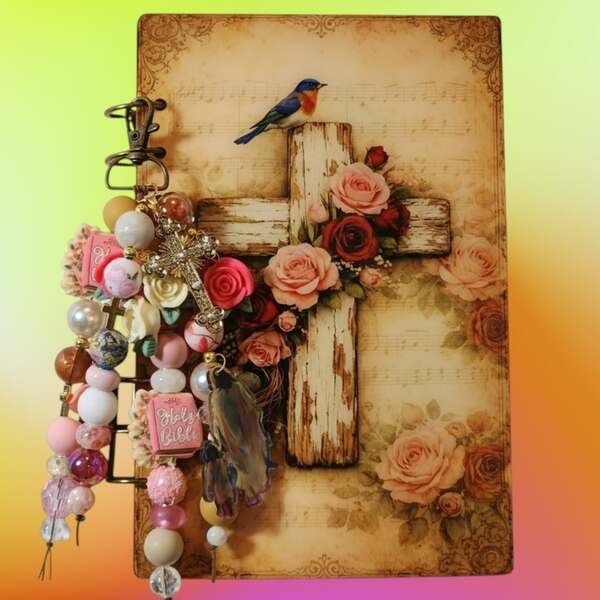 Faith In Jesus Personal Journal Binder Beaded Acrylic Handcrafted Notebook