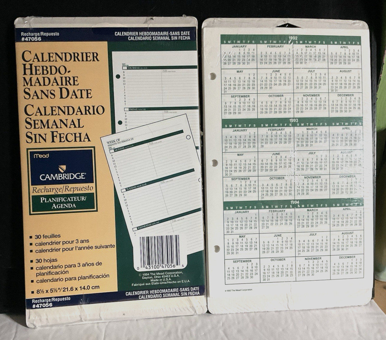 1Undated WEEKLY Planner Refill 30 Sheets 8-1/2″ X 5-1/2″ #47056 Mead Cambridge