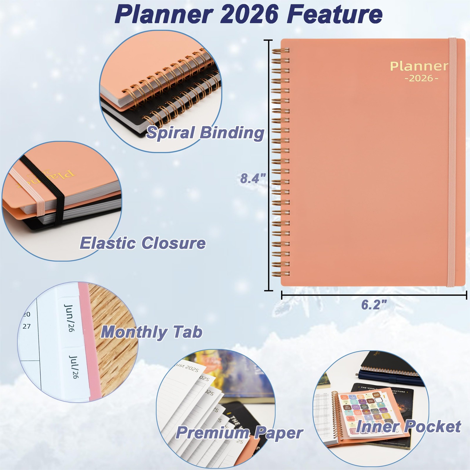 144 pages, 14.3 x 21.1 cm (5.6 x 8.3 inches), Weekly Planner Pink(Dated…