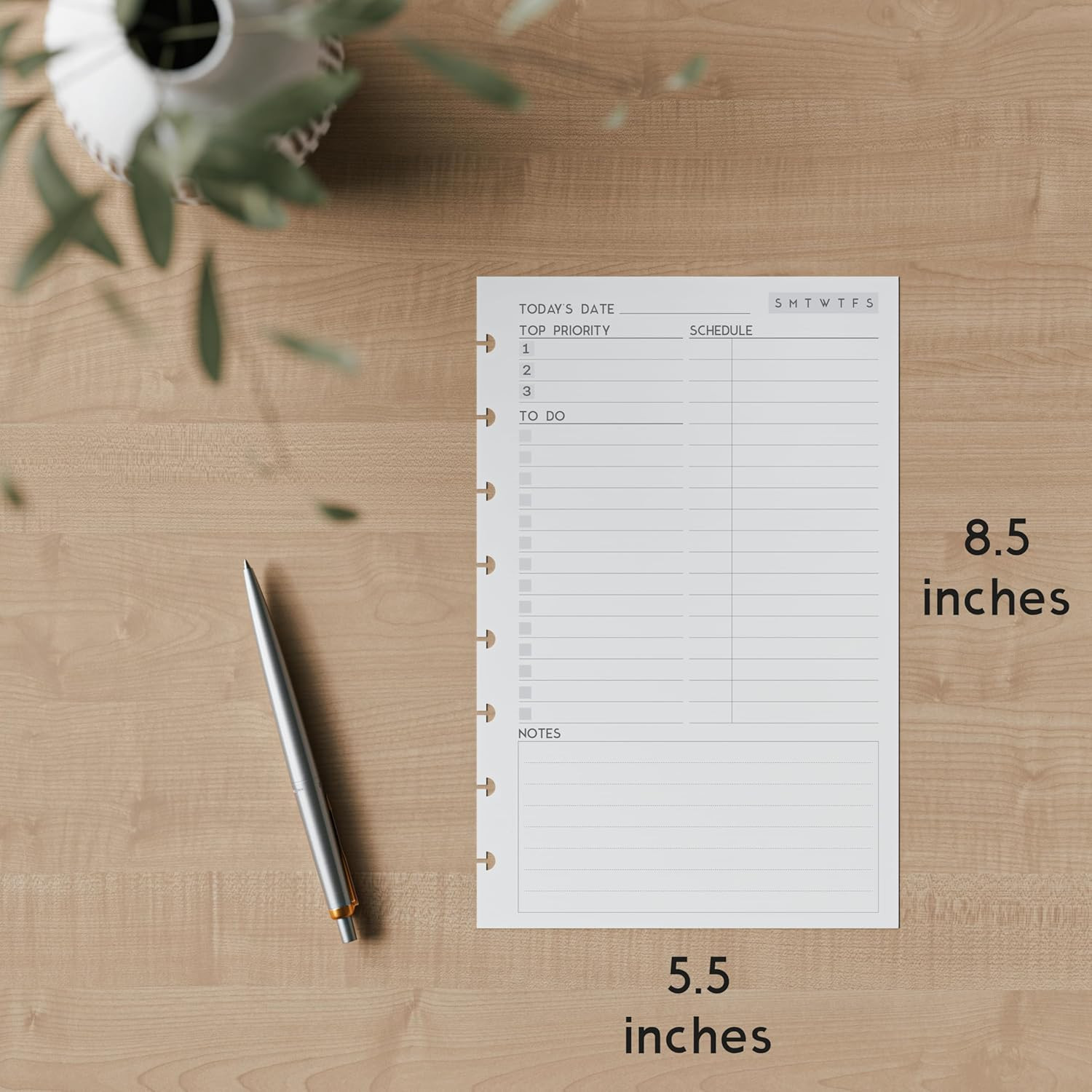 Discbound Undated Daily Plan Paper Refill, 120 GSM, 100 Sheets (200 Pages/Days),