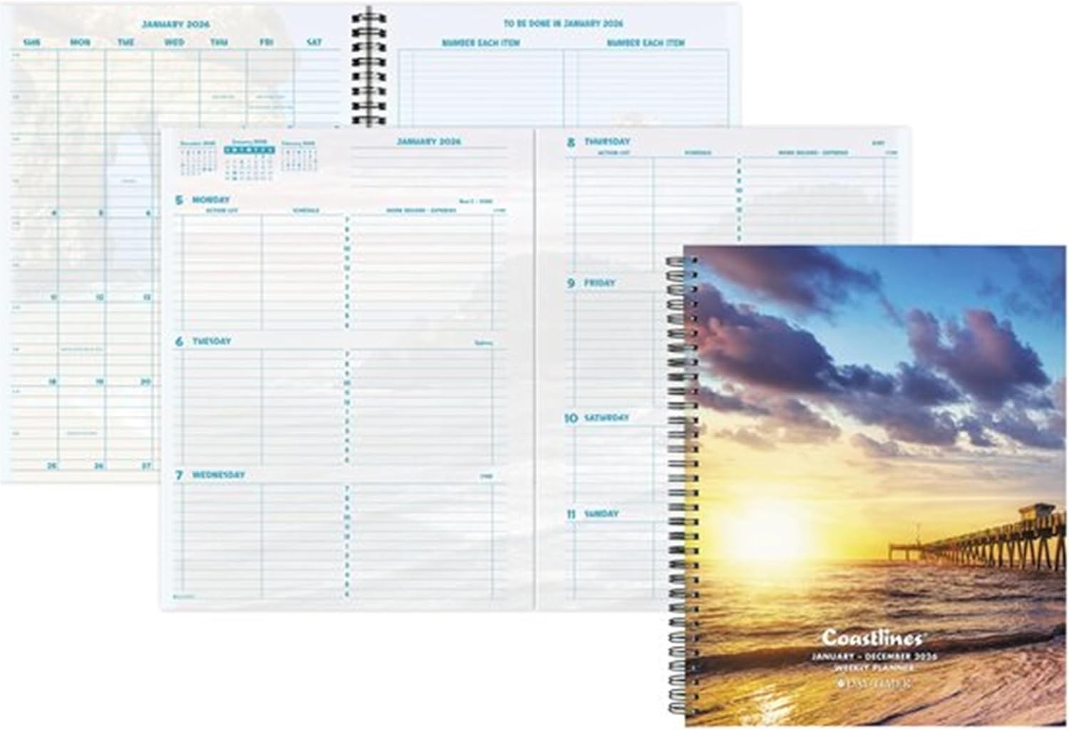 Day-Timer Beautiful Coastlines 2026 2-Page-Per-Week Refill, Size 5, 8 1/2″ x 11