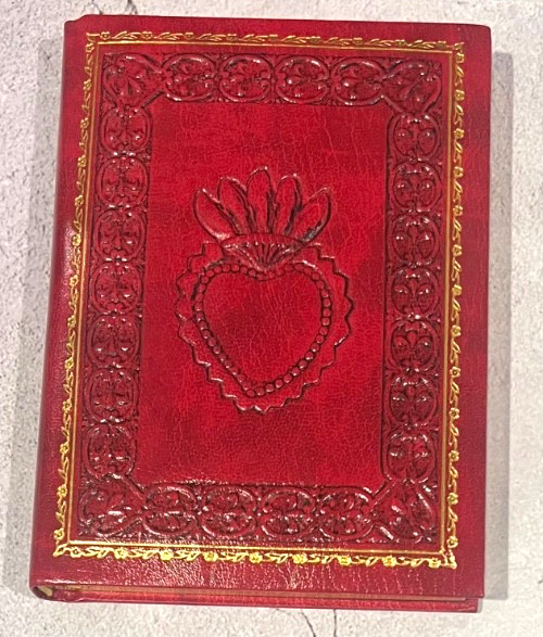 Fiorentina Italian Red Leather Journal Sacred Heart Embossed Gold Lined Notebook