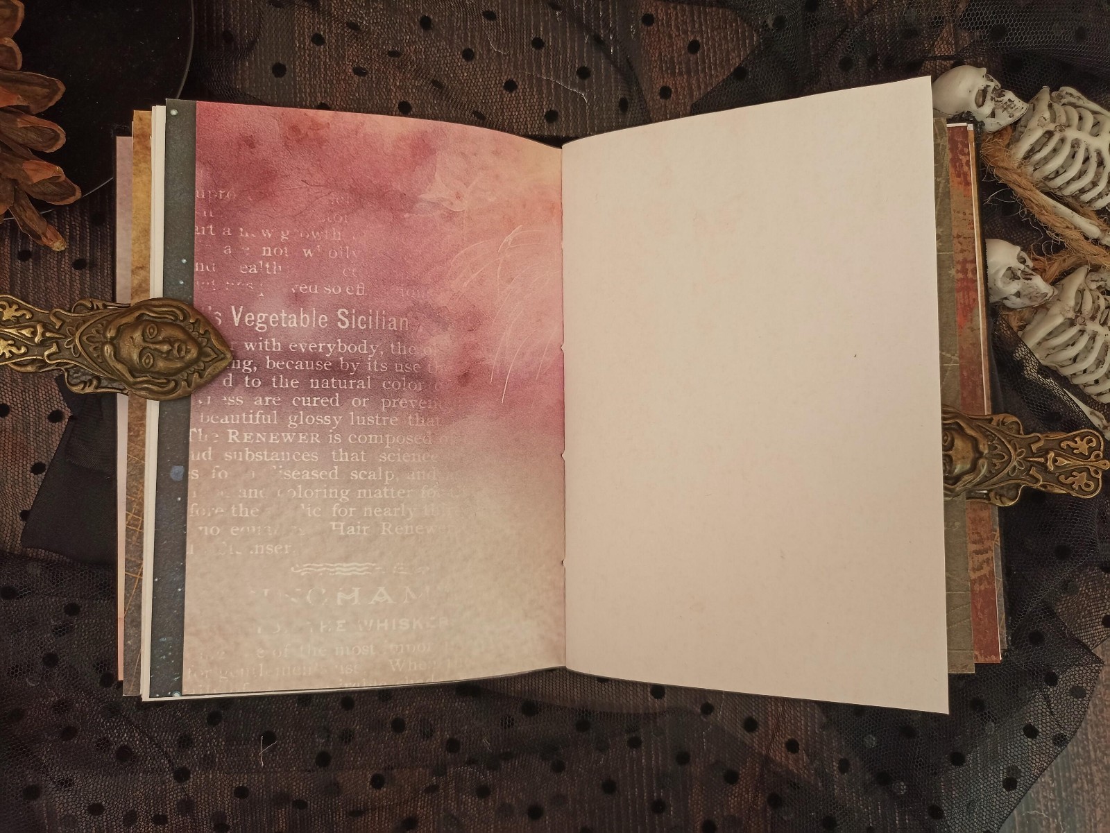 Dark gothic witch junk journal handmade blank Vampire notebook 6×5 in 200 pgs