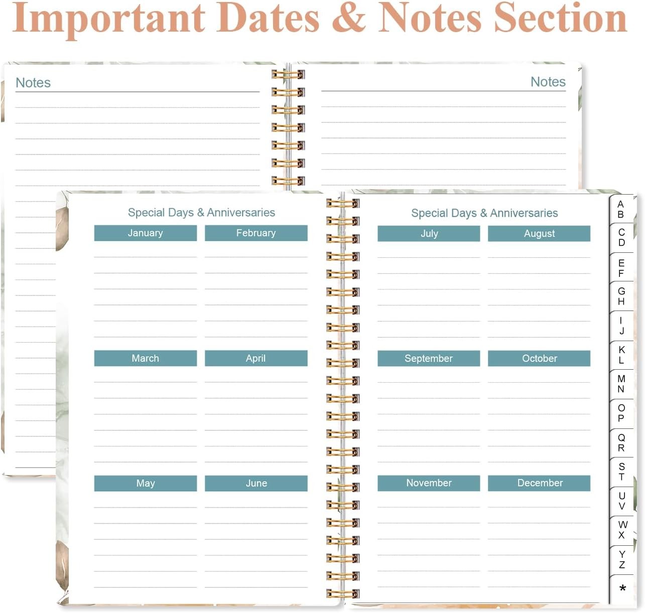 Address Book with Alphabetical Tabs Small Spiral Notebook Contacts Passwords