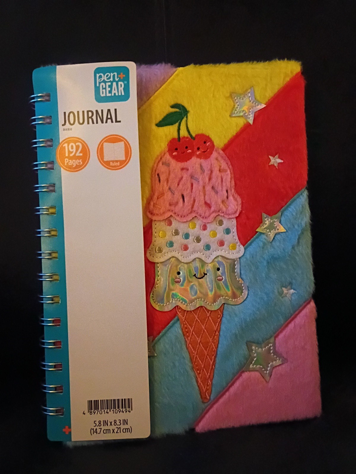 Pen+Gear Light up Journal Notebook Ice Ceam Cone Design with Furry Cover