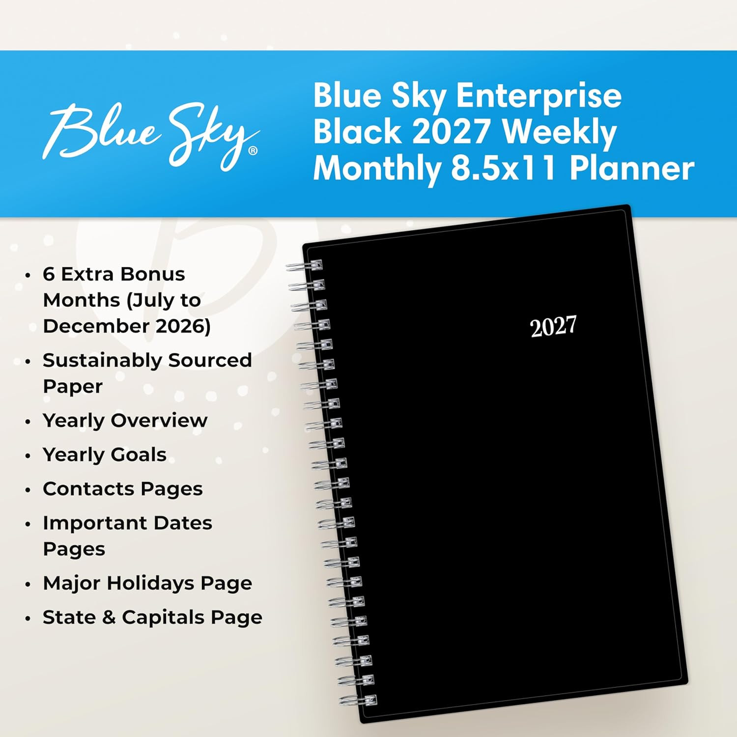 2027 Weekly and Monthly Planner Calendar, Includes January 2027 – December 2027,