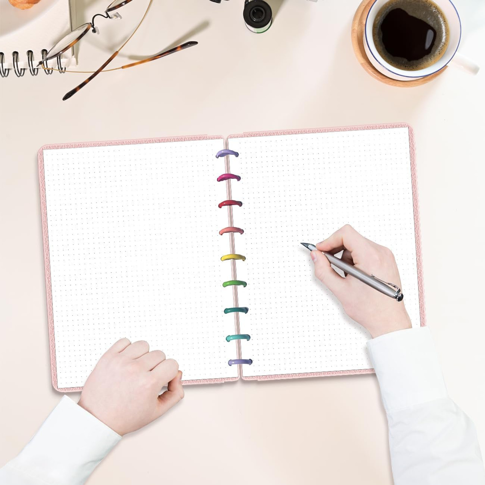 200 Sheets Compatible 9-Disc Discbound Dotted Grid Refill Paper 7×9.25 Inches