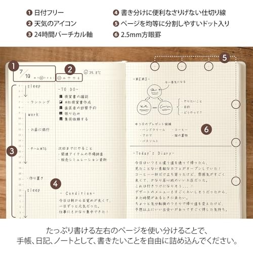MIDORI hibino Free Diary A6 2 Pages Day 383 Days Ivory 15395006 Japan New